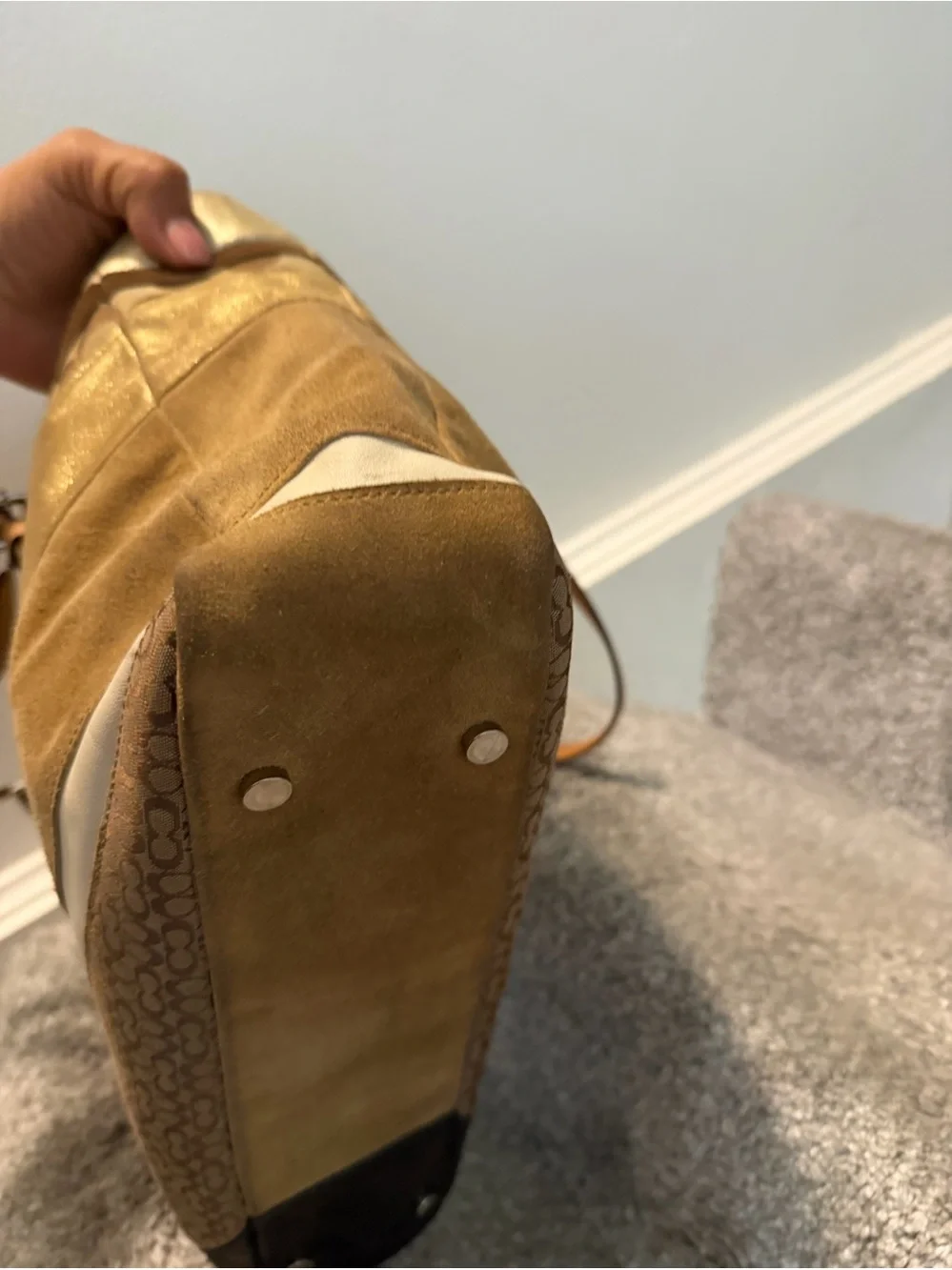 Vintage Coach Signature Wave Patchwork Gallery Tote.